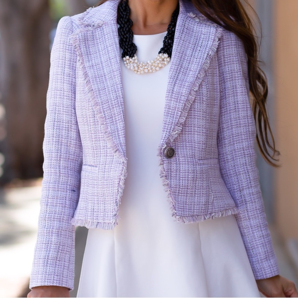 White House Black Market Light Purple Tweed Blazer